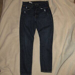 Levis Skinny 501's Lightly Distressed Button Fly Jeans W26/L28